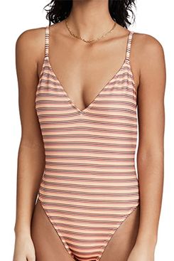 Madewell Ribbed Low V One Piece Swimsuit 