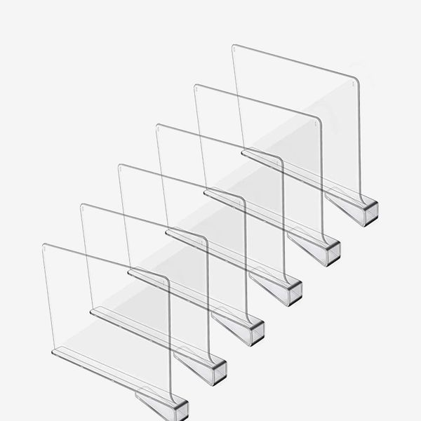 Clear Acrylic Shelf Dividers, 6-Pack