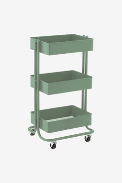 The Container Store Sage Green 3-Tier Rolling Cart