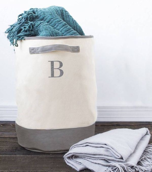 Monogram Round Canvas Hamper