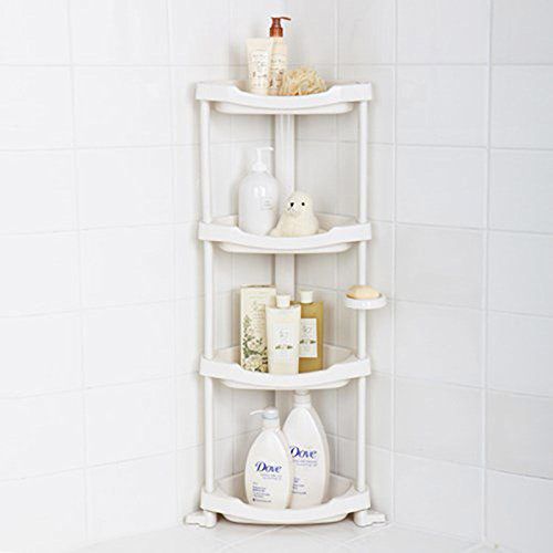 New 3 Tier Free Standing White Rust Proof Shower Caddy Plastic Bathroom Shelves 