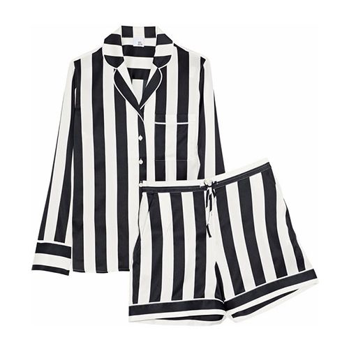 Iris & Ink Devon striped silk-blend satin pajama set