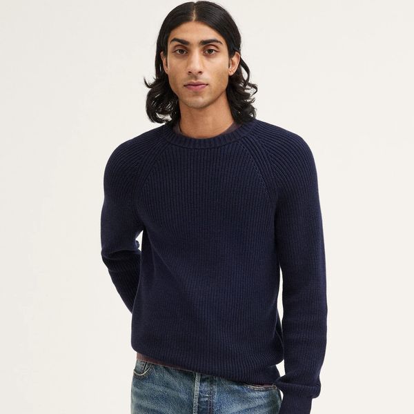 Madewell Shaker-Stitch Crewneck Sweater in 100% Cotton