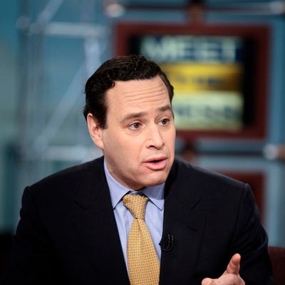 David Frum, columnist and former speechwriter for President George W. Bush, speaks during a live taping of 'Meet the Press' at NBC studios March 15, 2009 in Washington, DC. Dr. Christina Romer, Chair of the White House Council of Economic Advisers, Rep. Eric Cantor (R-VA), House Republican Whip, David Frum, Columnist and former speechwriter for President George W. Bush, Katty Kay, Washington Correspondent for BBC World News America, Steve Liesman, Senior Economics Reporter at CNBC, Tavis Smiley, host of PBS's Tavis Smiley and PRI's The Tavis Smiley Show, appeared on the show to speak about politics and the US economy.