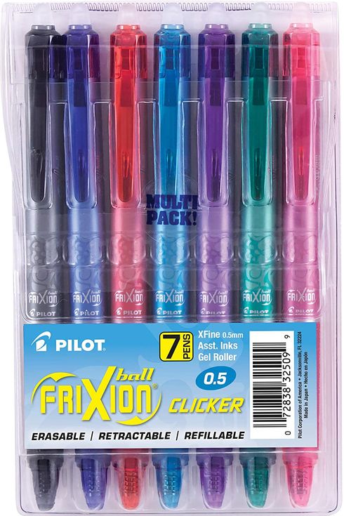 Black Ink Pilot FriXion Clicker 0.7mm Pack Of 6 New Fine Point Erasable Gel Pens 