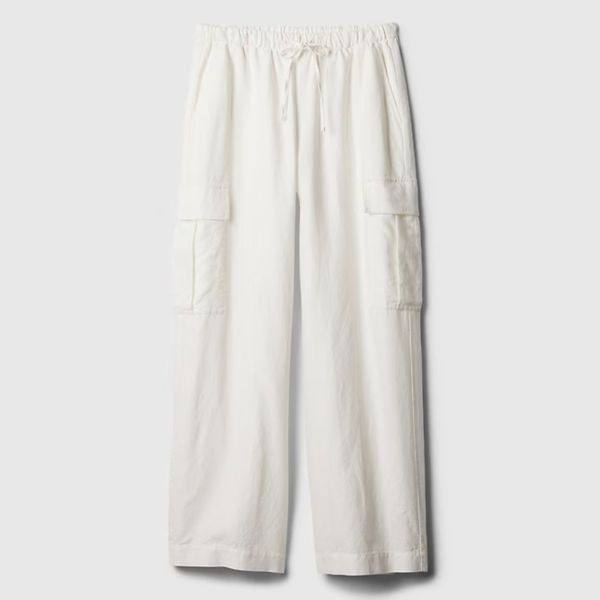 GAP Mid Rise Linen-Cotton Pull-On Cargo Pants