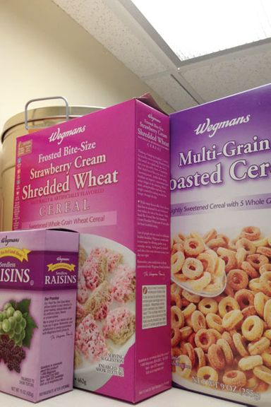 “Here is some cereal on top of the refrigerator in the kitchen! Wegmans is a wonderful family-owned grocery chain in the Mid-Atlantic region.”