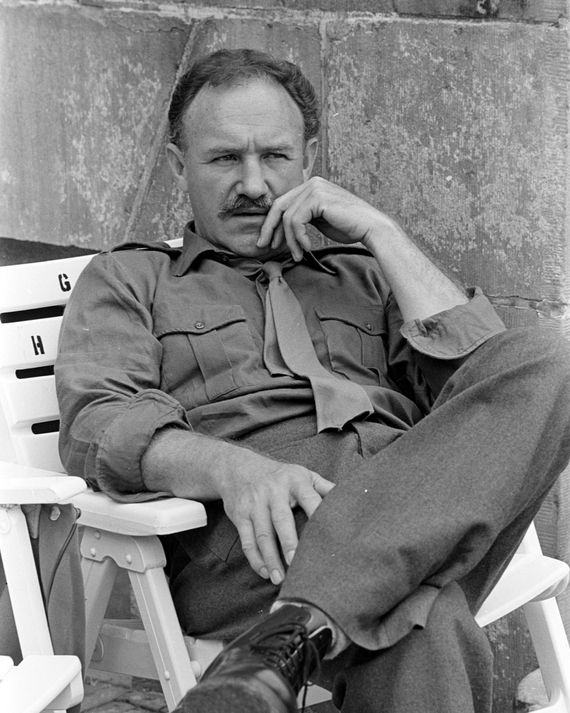 Hackman on the set of 'A Bridge Too Far' in 1976.