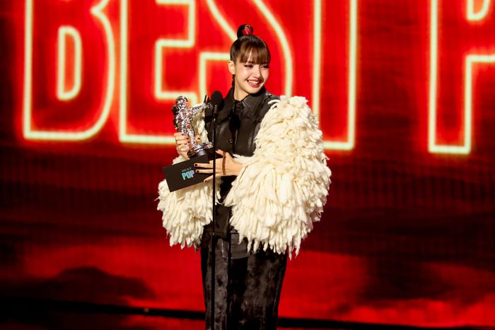 Taylor Swift accepting the Video of the Year trophy at the 2026 MTV Video Music Awards