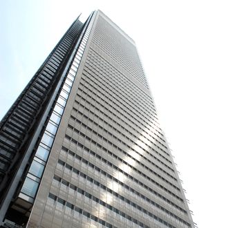 UNITED STATES - JULY 11: Sunlight reflects off the facade of the New York Times Building in New York, July 11, 2007. (Photo by Andrew Burton/Bloomberg via Getty Images)