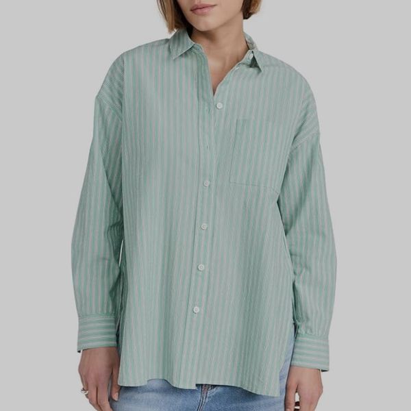 Madewell Women's Oversized Patch Pocket Poplin Stripe Shirt