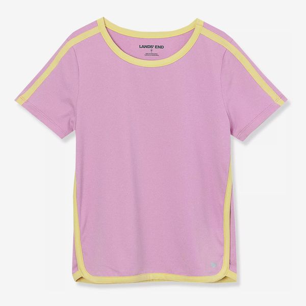 Lands' End Girls Short Sleeve Active Curved Hem Tee