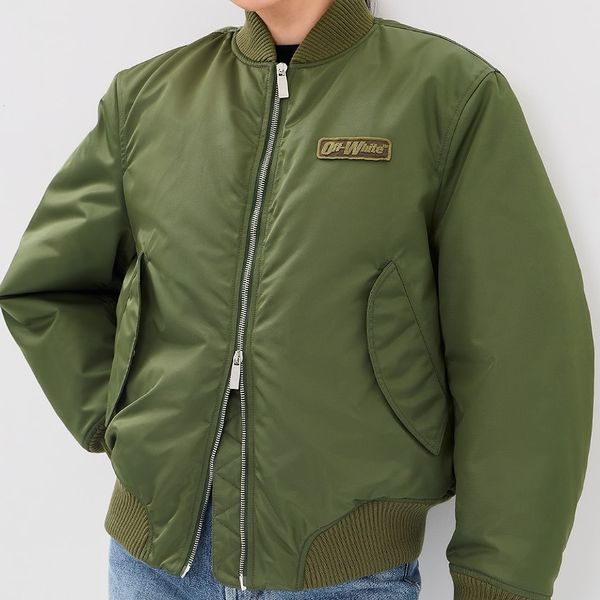 Off-White Embroidered Nylon Bomber Jacket