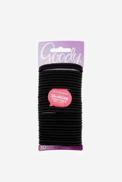 Goody Ouchless Black Hair Elastics, No Metal, Gentle Hair Ties, 30 Ct