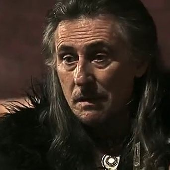 Gabriel Byrne as Viking chieftain Earl Haraldson, with luscious hair extensions and a little salt and pepper. Distinguished, like Gabriel Byrne would keep it.
