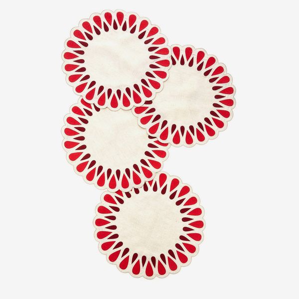 Los Encajeros Set-Of-Four Drops Linen Placemats