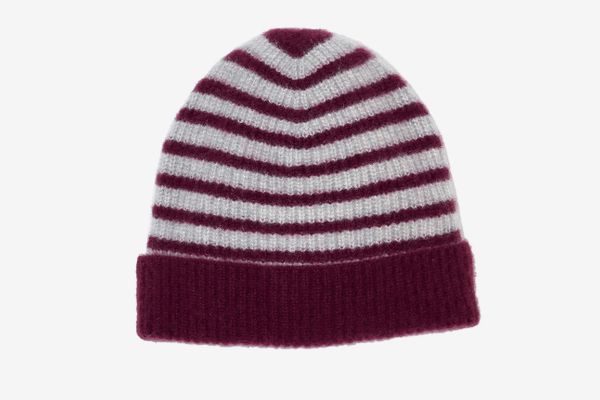 Cashmere & Spun 100% Cashmere Stripe Beanie