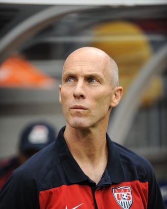 US soccer coach Bob Bradley stands on the sidelines during the CONCACAF 2011 Gold Cup semifinal match USA against Panama on June 22, 2011 at Reliant Stadium in Houston Texas. AFP PHOTO/Stan HONDA (Photo credit should read STAN HONDA/AFP/Getty Images)