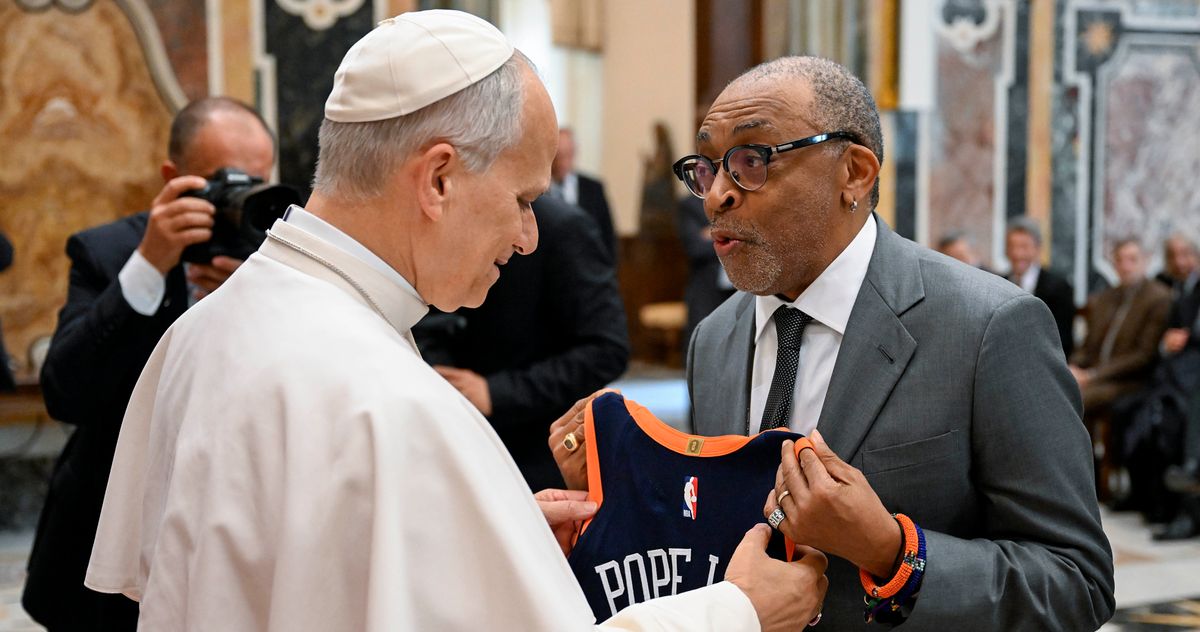 Spike Lee Blesses Pope Leo with Knicks Jersey