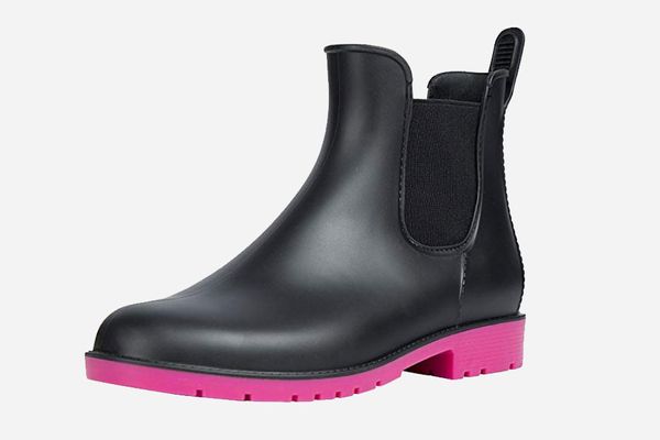 Colorxy Womens Rain Boots Platform Slip On Ankle Boots Elastic Short Chelsea Booties Rain Shoes