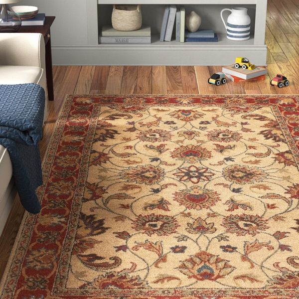 Andover Mills Anndale Floral Hand-Tufted Wool Red Area Rug