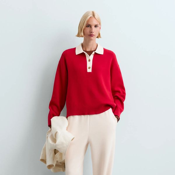 Oysho Contrast Knit Polo Jumper