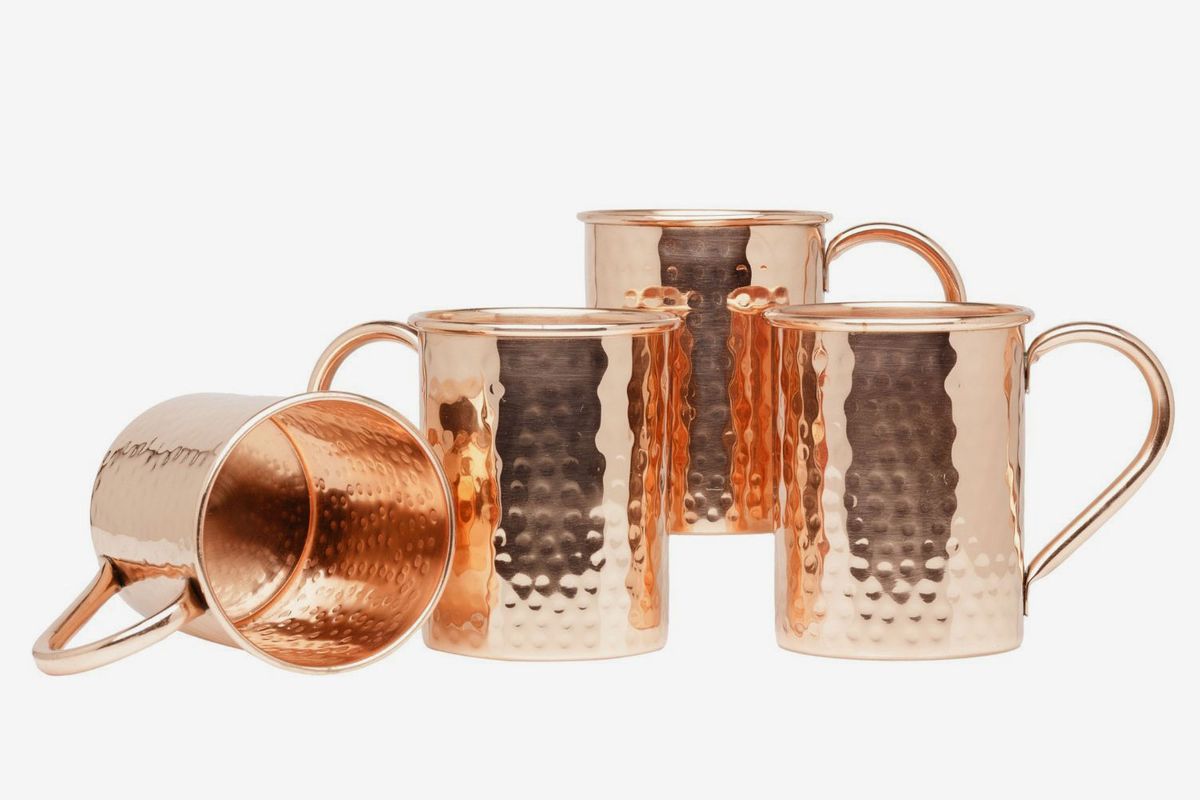QUEENBAR Moscow Mule Copper Mug Hammered Stainless Steel Set of 2 Handcrafted 18oz for Cocktail Drink 