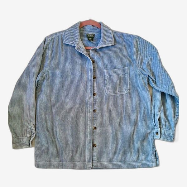 LL Bean Vintage Comfort Corduroy Relaxed Button Front Shirt