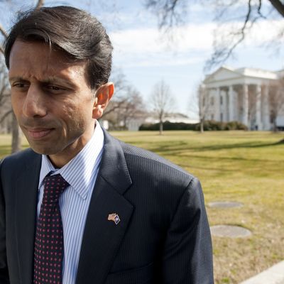 Louisiana Republican Governor Bobby Jindal speaks to the media on the North Lawn of the White House in Washington, DC, February 27, 2012, following a meeting of the National Governors Association with US President Barack Obama. AFP PHOTO / Saul LOEB (Photo credit should read SAUL LOEB/AFP/Getty Images)