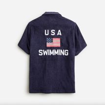 USA Swimming® X J.Crew terry cloth four-pocket graphic camp-collar shirt