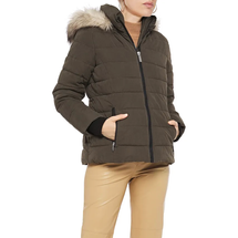DKNY Faux Fur-Trimmed Quilted Shell