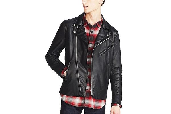 Men Faux Leather Double-Breasted Jacket