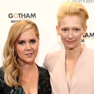 NEW YORK, NY - DECEMBER 01: Amy Schumer (L) and Tilda Swinton attend IFP's 24th Gotham Independent Film Awards at Cipriani, Wall Street on December 1, 2014 in New York City. (Photo by Neilson Barnard/Getty Images for IFP)