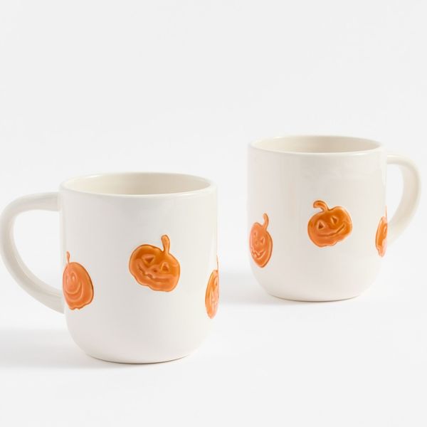 Pottery Barn Jack O'Lantern Stoneware Icon Mugs - Set of 2