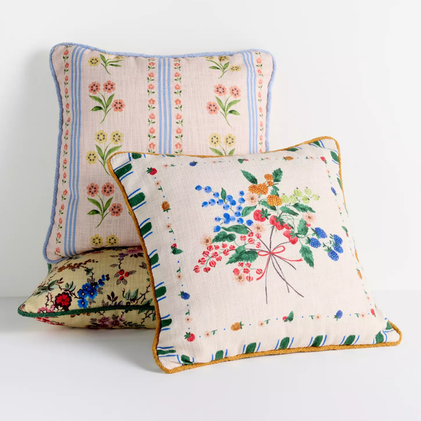 Anthropologie Leiah Printed Indoor/Outdoor Floral Pillow