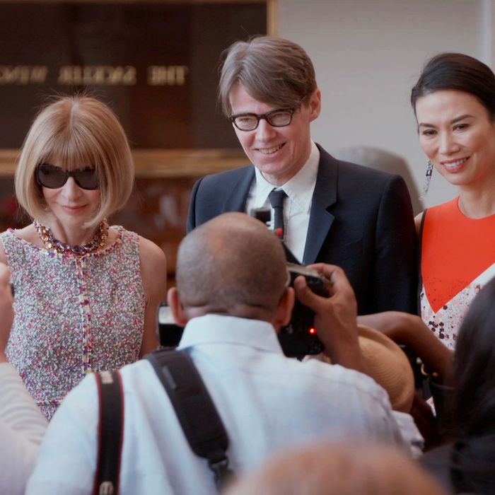 Anna Wintour, Andrew Bolton and Wendi Deng.