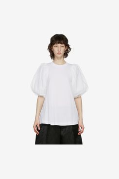 Simone Rocha Layered floral-appliquéd tulle and cotton-jersey top