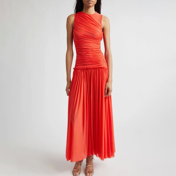 strapless open back dress c. 1960 Haute Couture Chocolate Hand-Pleated Jersey Dress