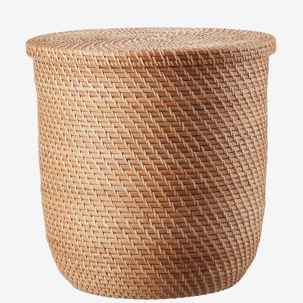 The Container Store X-Large Rattan Bin w/ Lid - Natural