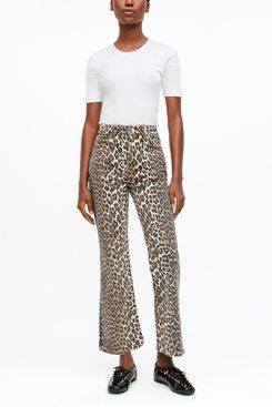 Ganni Betzy Crop Jeans in Leopard Print