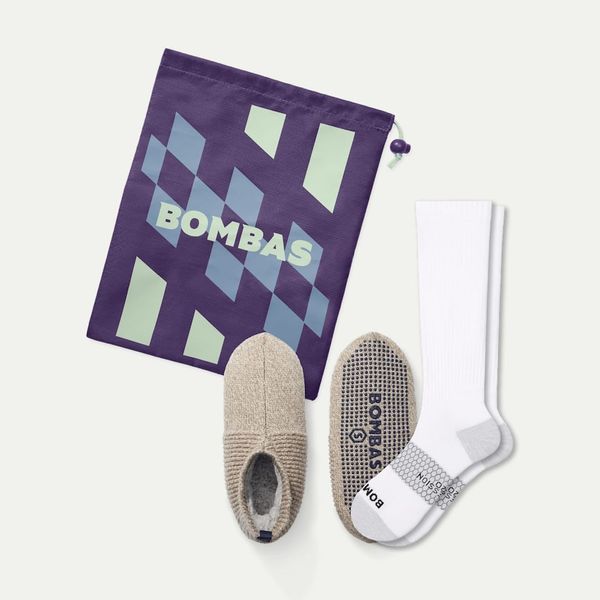 Women’s Travel Compression Sock and Gripper Slipper 2-Pack