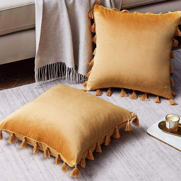 Yellow Patio Pillow Soft Floral Pillow Cover Outdoor Pillow Cover Orange Floral Pillow Sham Colorful Decorative Pillow 