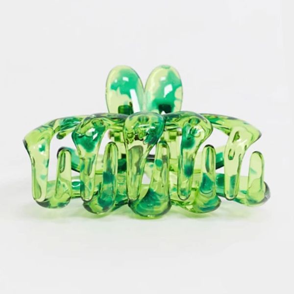 ASOS DESIGN hair clip claw in green flower design