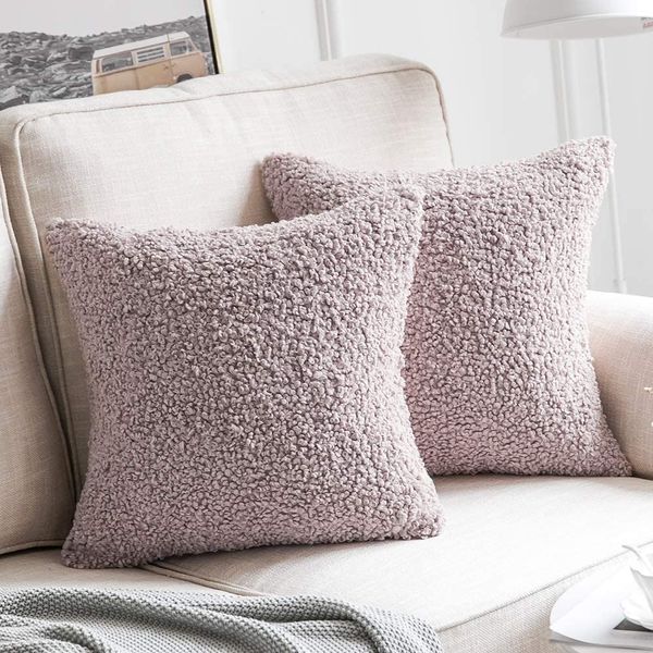 MIULEE Pack of 2 Decorative Pink Faux Fur Throw Pillow Covers