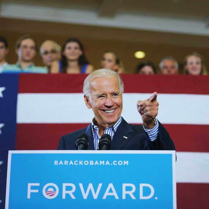 BOCA RATON, FL - SEPTEMBER 28: U.S. Vice President Joe Biden speaks during a campaign event at the Century Village Clubhouse on September 28, 2012 in Boca Raton, Florida. Biden continues to campaign across the country before the general election. (Photo by Joe Raedle/Getty Images)