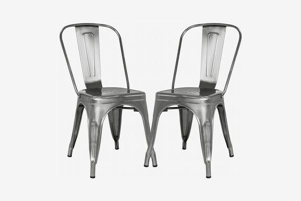 Poly and Bark Trattoria Side Chair in Polished Gunmetal (Set of 2)
