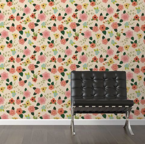 Walls Need Love Lovely Lotus Removable 10’ x 20” Floral Wallpaper