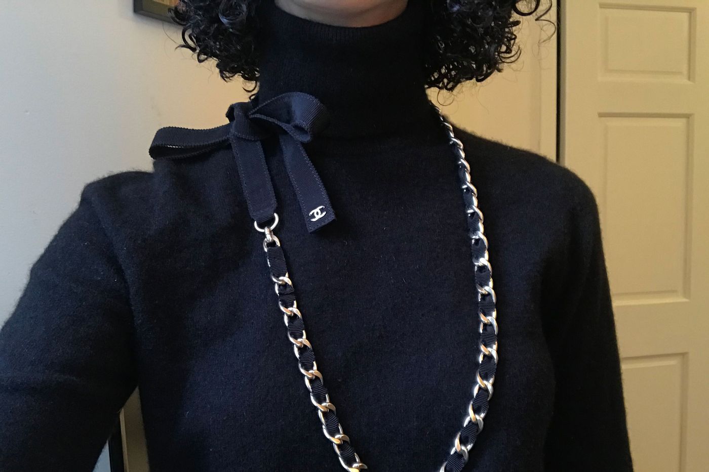 Stacked Jewelry Necklace Shirred Mesh Turtleneck – Cinq à Sept