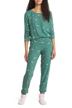 BP. Comfy Print Brushed-Knit Pajamas