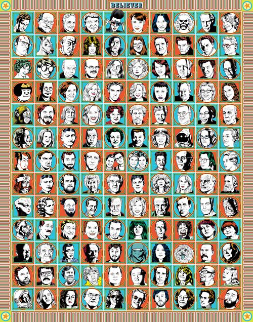 See 130 Charles Burns–Drawn Portraits in a Poster for The Believer